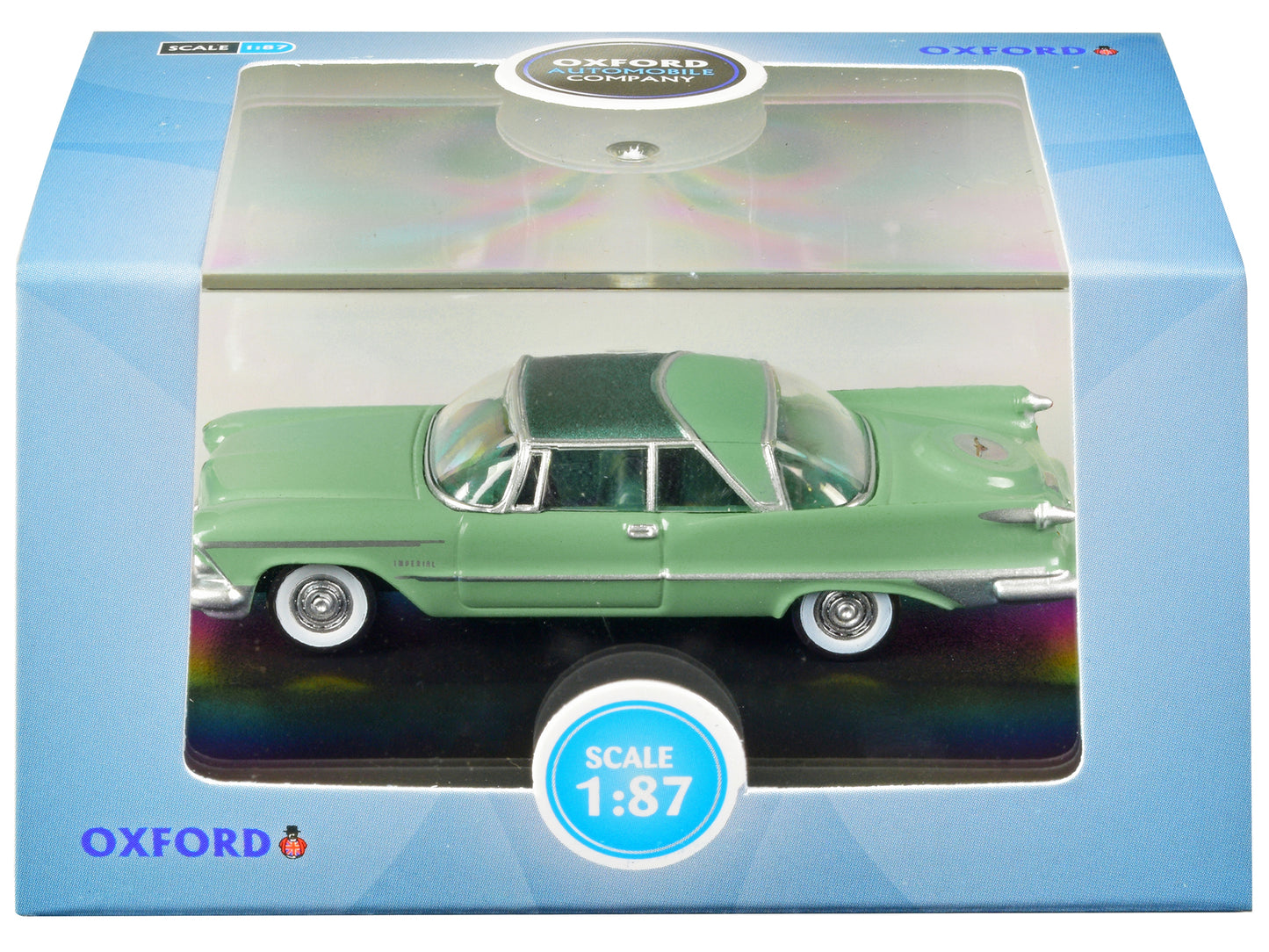 1959 Chrysler Imperial Crown 2 Door Hardtop Highland Green and Ballad Green 1/87 (HO) Scale Diecast Model Car by Oxford Diecast