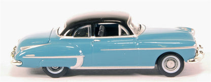 1950 Oldsmobile Rocket 88 Coupe Crest Blue with Black Top 1/87 (HO) Scale Diecast Model Car by Oxford Diecast