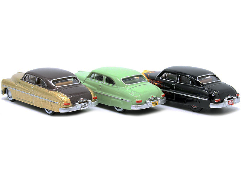 1949 Mercury Set of 3 Cars "70th Anniversary" 1/87 (HO) Scale Diecast Model Cars by Oxford Diecast