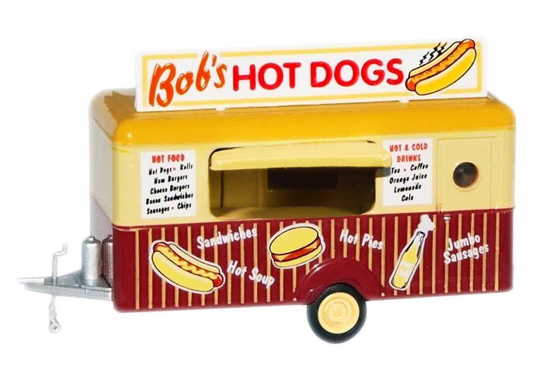 "Bob's Hot Dogs" Mobile Food Trailer 1/87 (HO) Scale Diecast Model by Oxford Diecast-DiecastModeler.com