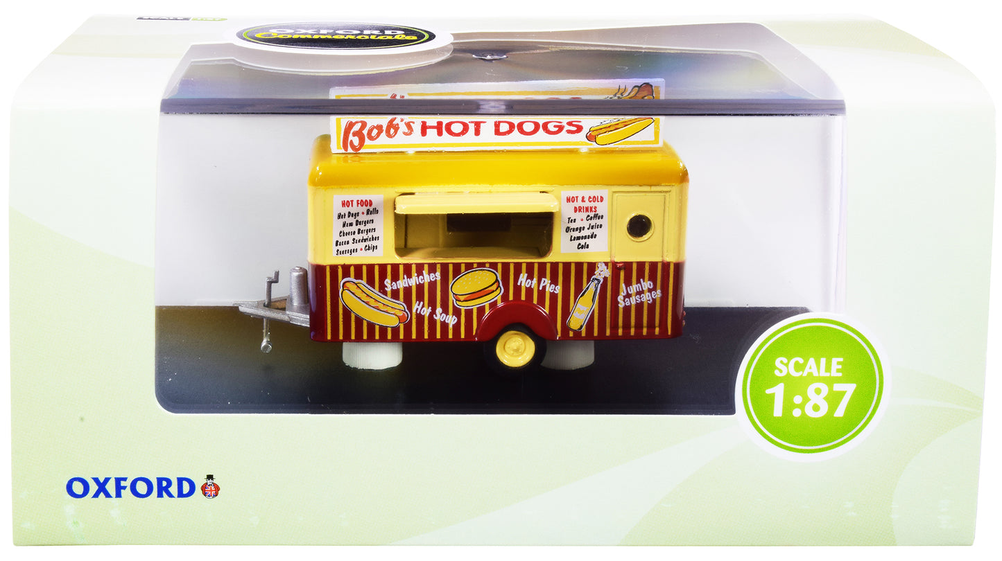 "Bob's Hot Dogs" Mobile Food Trailer 1/87 (HO) Scale Diecast Model by Oxford Diecast-DiecastModeler.com