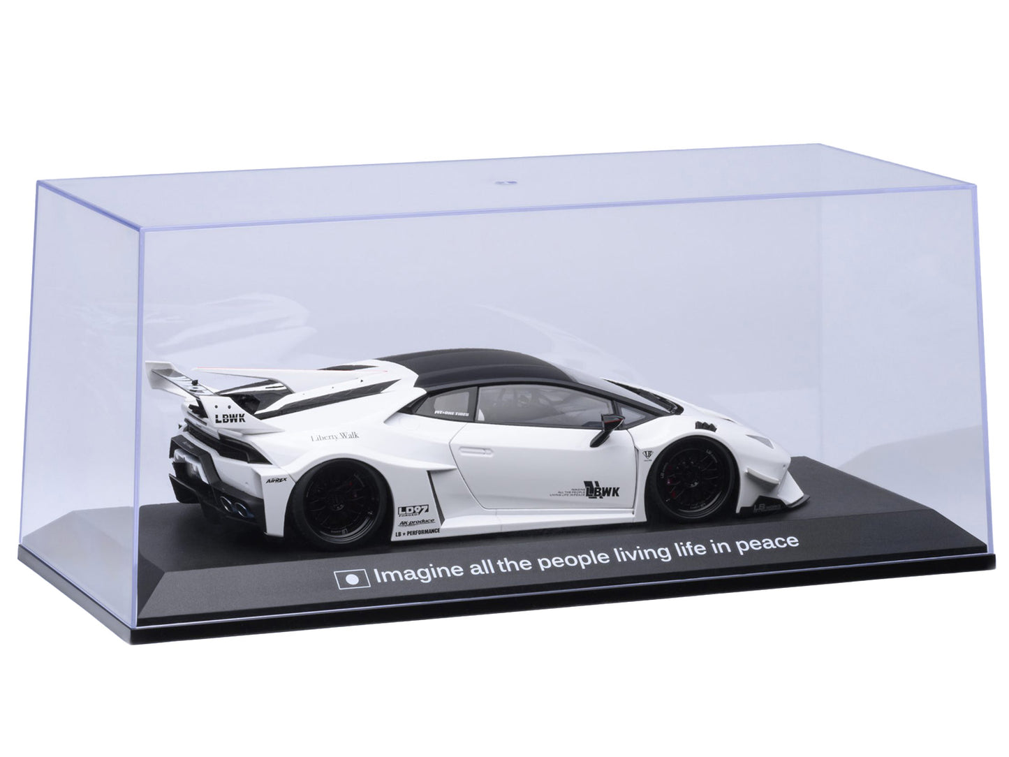 Collectible Display Show Case with Black Plastic Base and Green "LBWK" Logo for 1/18-1/24 Scale Model Cars by Autoart