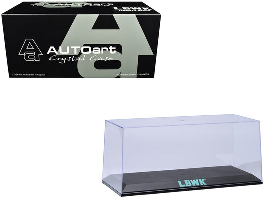Collectible Display Show Case with Black Plastic Base and Green "LBWK" Logo for 1/18-1/24 Scale Model Cars by Autoart-DiecastModeler.com