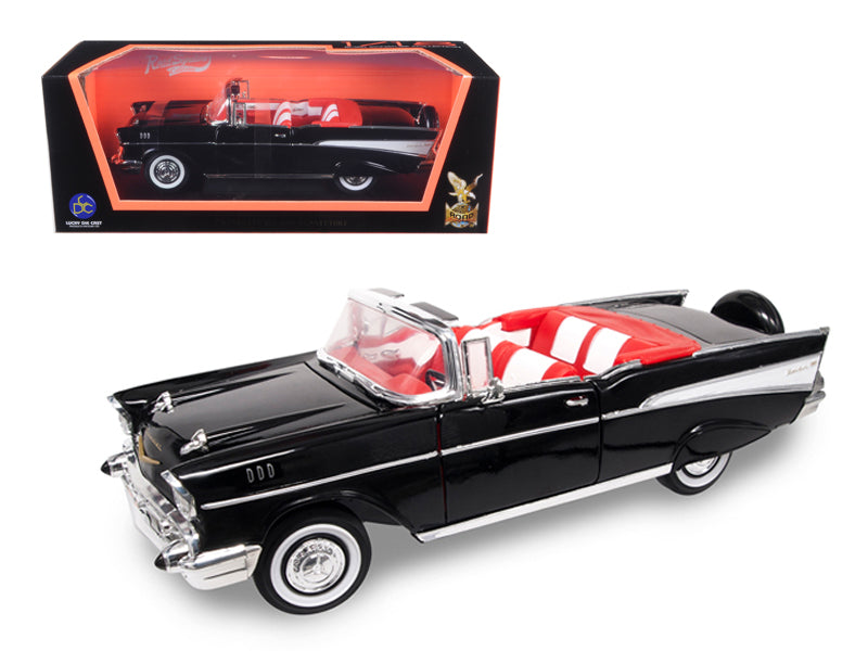 1957 Chevrolet Bel Air Convertible Black 1/18 Diecast Model Car by Road Signature-DiecastModeler.com