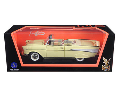 1957 Chevrolet Bel Air Convertible Cream 1/18 Diecast Model Car by Road Signature-DiecastModeler.com