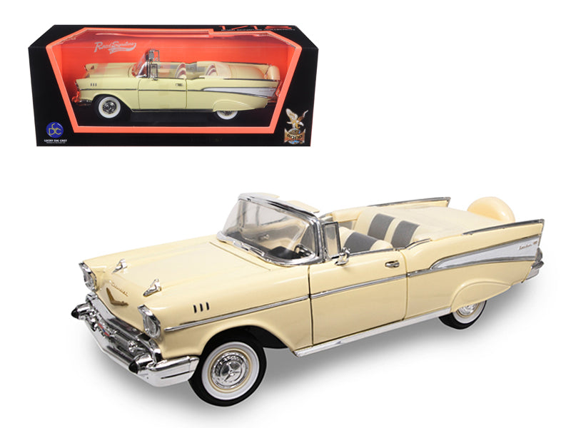 1957 Chevrolet Bel Air Convertible Cream 1/18 Diecast Model Car by Road Signature-DiecastModeler.com