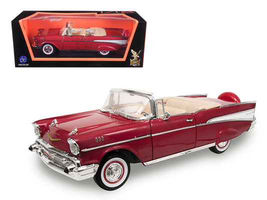 1957 Chevrolet Bel Air Convertible Red 1/18 Diecast Model Car by Road Signature-DiecastModeler.com