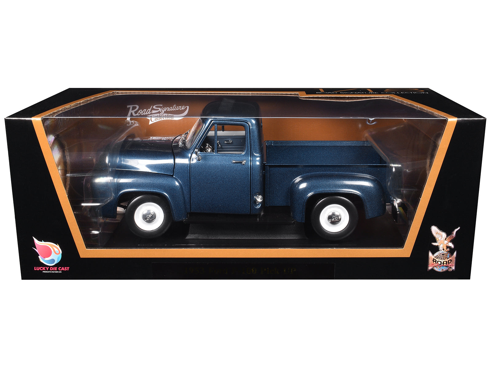 1953 Ford F-100 Pickup Dark Blue 1/18 Diecast Model Car by Road Signature-DiecastModeler.com