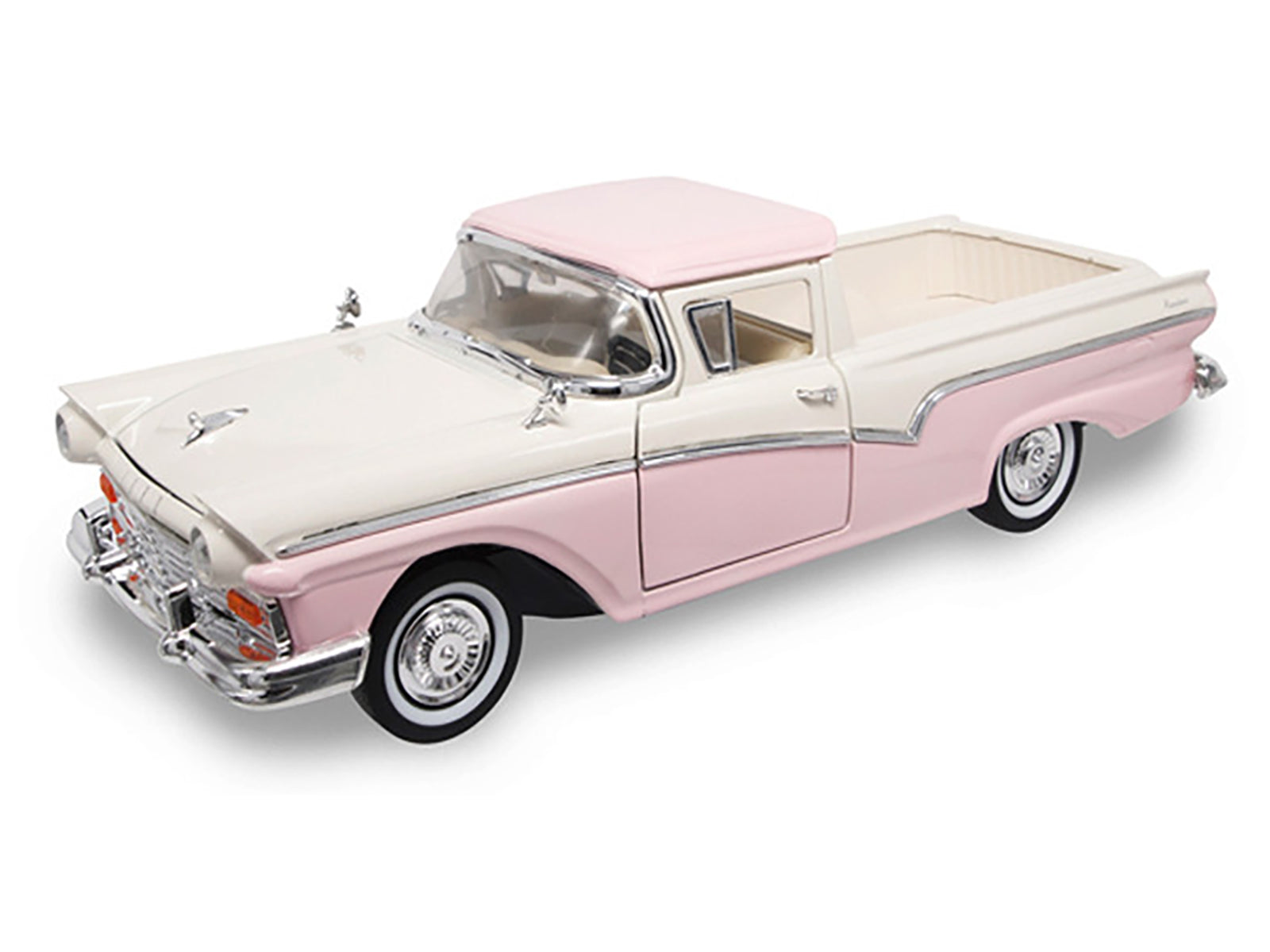 1957 Ford Ranchero Pickup Truck Pink 1/18 Diecast Model by Road Signature-DiecastModeler.com
