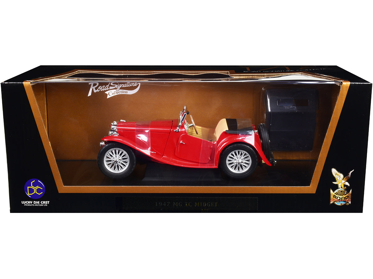 1947 MG TC Midget Red 1/18 Diecast Model Car by Road Signature-DiecastModeler.com