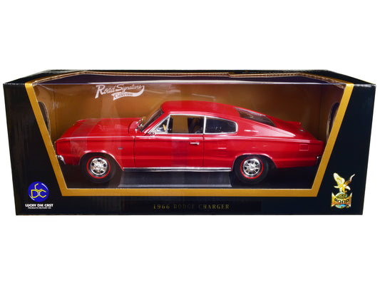 1966 Dodge Charger Red 1/18 Diecast Model Car by Road Signature-DiecastModeler.com
