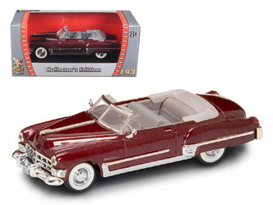 1949 Cadillac Coupe DeVille Convertible Burgundy Metallic 1/43 Diecast Car by Road Signature-DiecastModeler.com