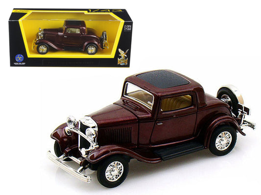 1932 Ford 3-Window Coupe Burgundy 1/43 Diecast Model Car by Road Signature-DiecastModeler.com
