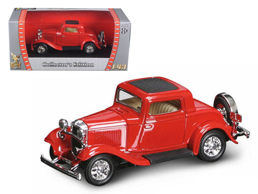 1932 Ford 3-Window Coupe Red 1/43 Diecast Model Car by Road Signature-DiecastModeler.com