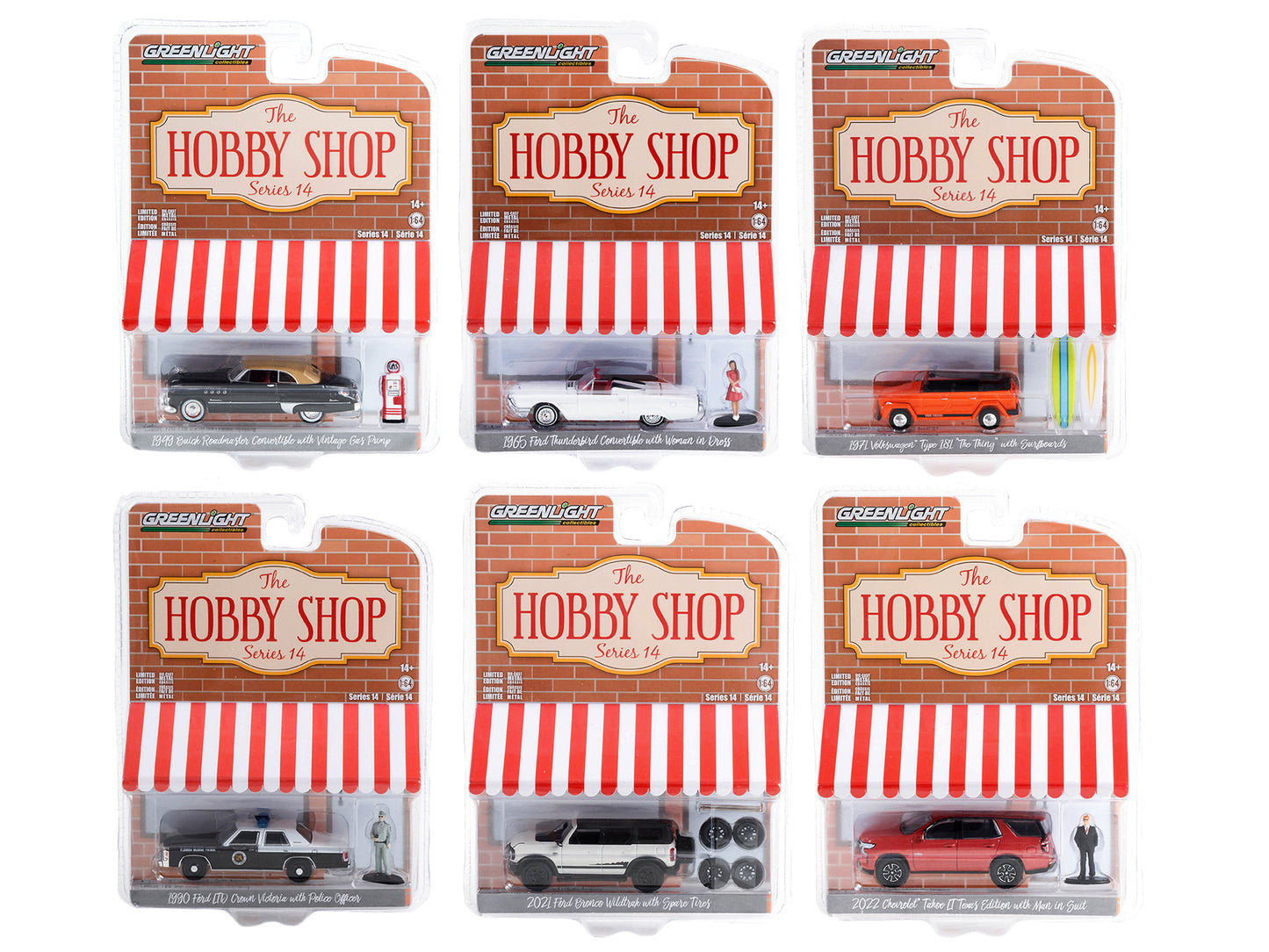 "The Hobby Shop" Set of 6 pieces Series 14 1/64 Diecast Model Cars by Greenlight-DiecastModeler.com