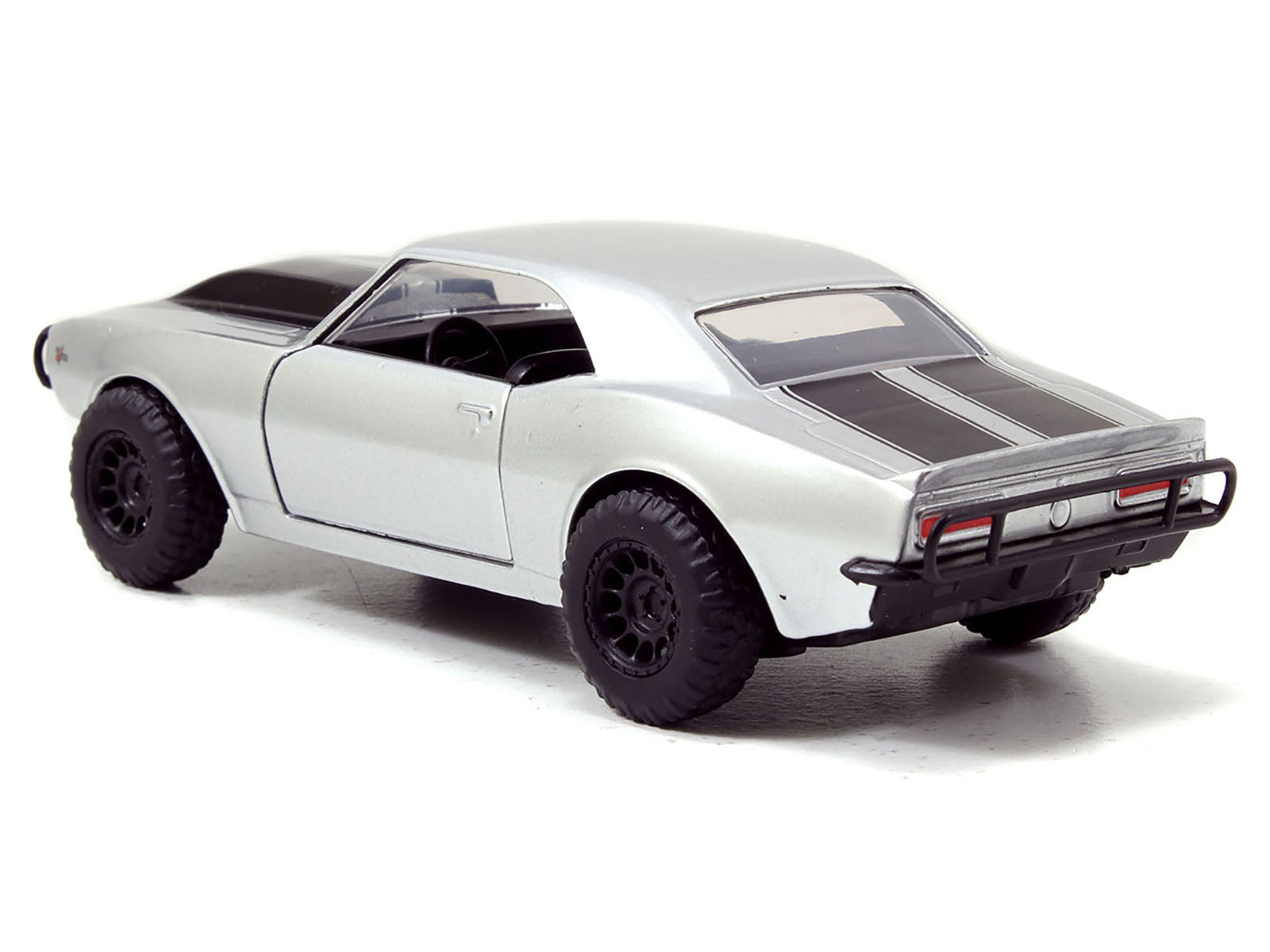 Roman's Chevrolet Camaro Z/28 Silver with Black Stripes "Fast & Furious 7" (2015) Movie 1/32 Diecast Model Car by Jada-DiecastModeler.com