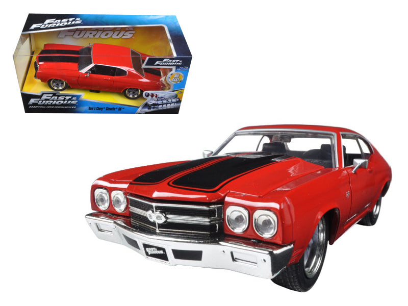 Dom's Chevrolet Chevelle SS Red with Black Stripes "Fast & Furious" Movie 1/24 Diecast Model Car by Jada-DiecastModeler.com