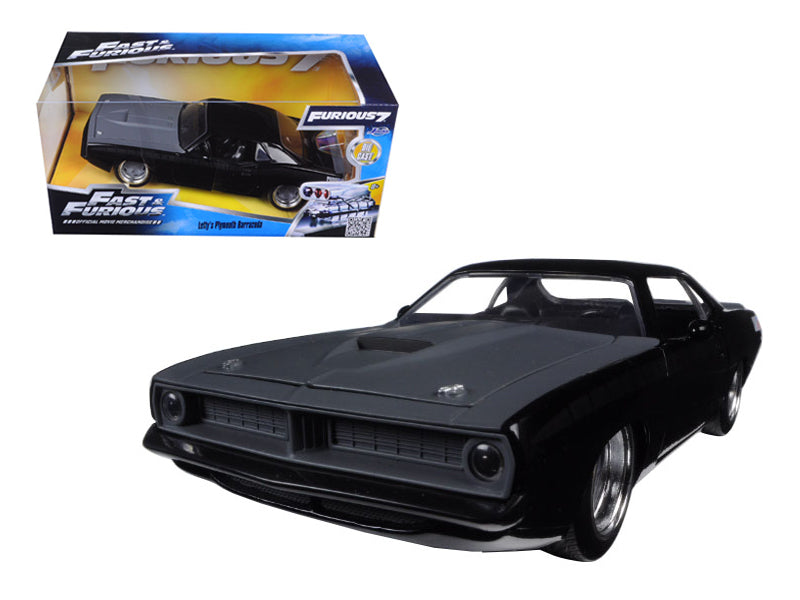 Letty's Plymouth Barracuda Matt Black "Fast & Furious 7" Movie 1/24 Diecast Model Car by Jada-DiecastModeler.com