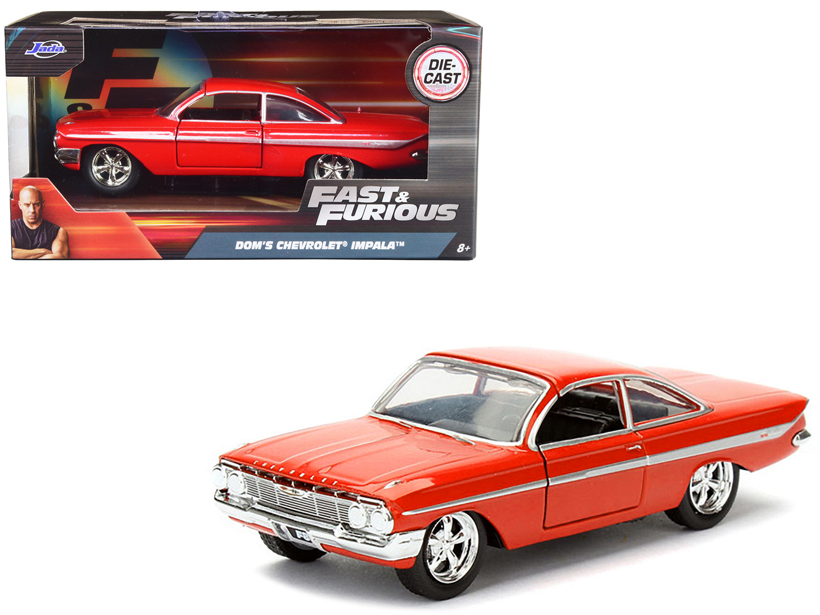 Dom's Chevrolet Impala Red Fast & Furious F8 "The Fate of the Furious" Movie 1/32 Diecast Model Car  by Jada-DiecastModeler.com