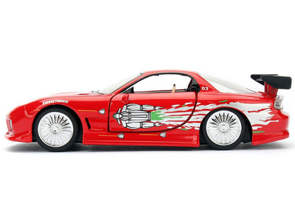 Dom's Mazda RX-7 Red with Graphics "Fast & Furious" Movie 1/32 Diecast Model Car by Jada-DiecastModeler.com
