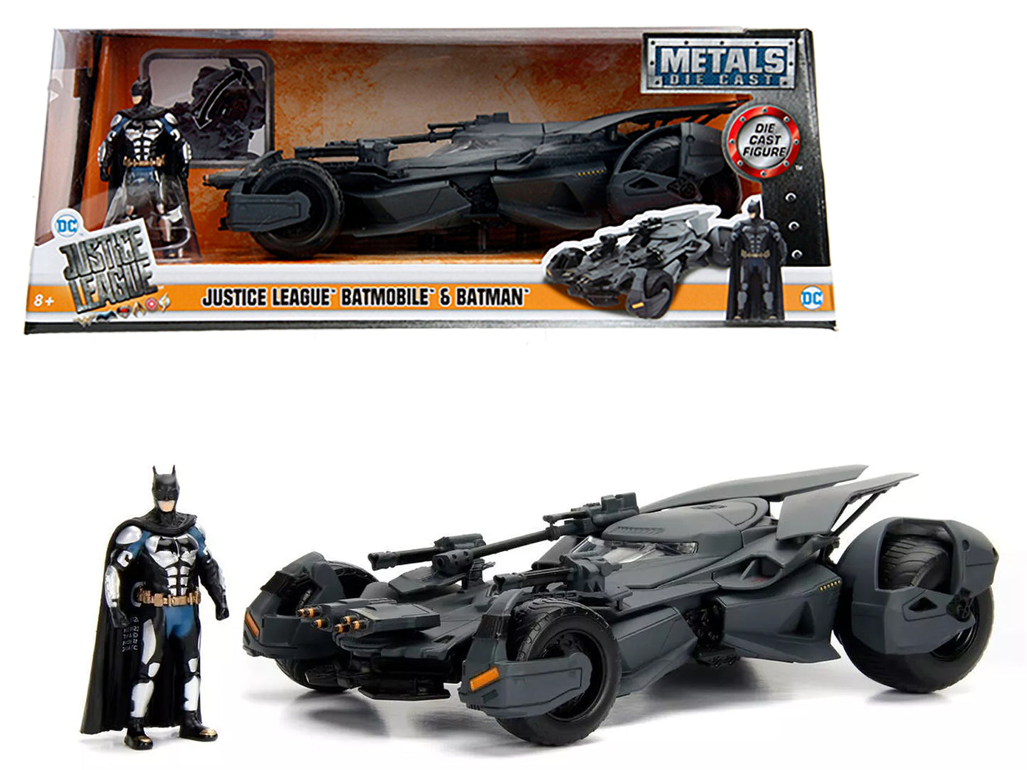 2017 Justice League Batmobile with diecast Batman Figure 1/24 Diecast Model Car by Jada-DiecastModeler.com
