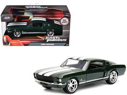 Sean's Ford Mustang Dark Green with White Stripes "Fast & Furious" Movie 1/32 Diecast Model Car by Jada-DiecastModeler.com