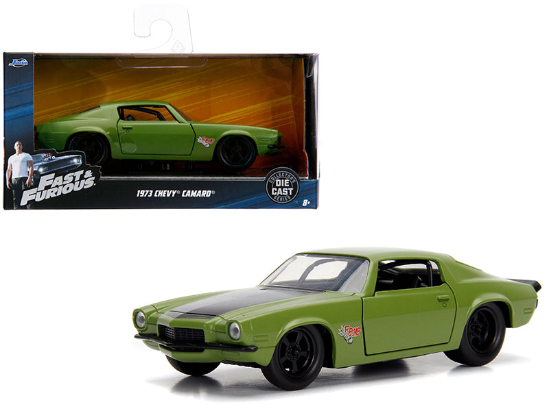 Dom's 1973 Chevrolet Camaro "F-Bomb" Matt Green with Black Hood Stripe "Fast & Furious" Movie 1/32 Diecast Model Car by Jada-DiecastModeler.com
