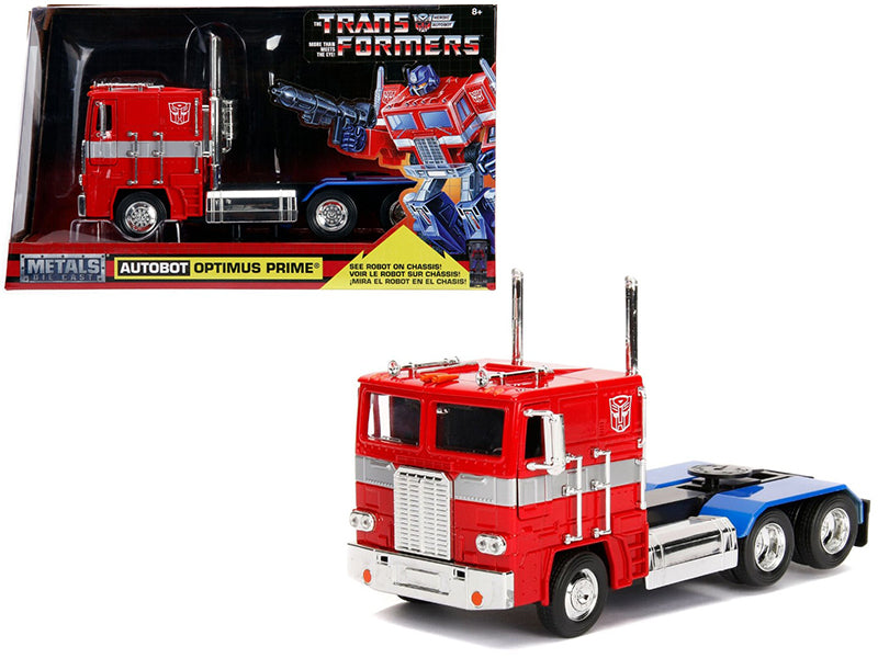 G1 Autobot Optimus Prime Truck Red with Robot on Chassis from "Transformers" TV Series "Hollywood Rides" Series 1/24 Diecast Model by Jada-DiecastModeler.com