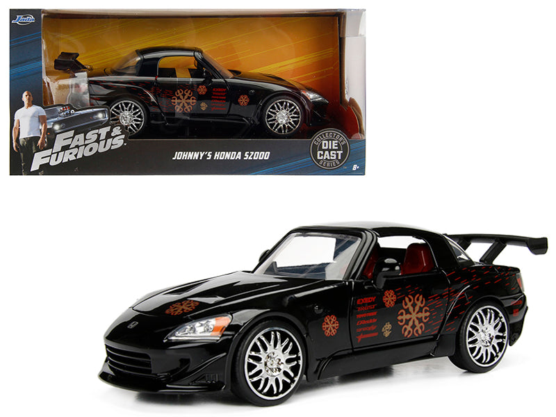 Johnny's 2001 Honda S2000 Black with Graphics "Fast & Furious" Movie 1/24 Diecast Model Car by Jada-DiecastModeler.com