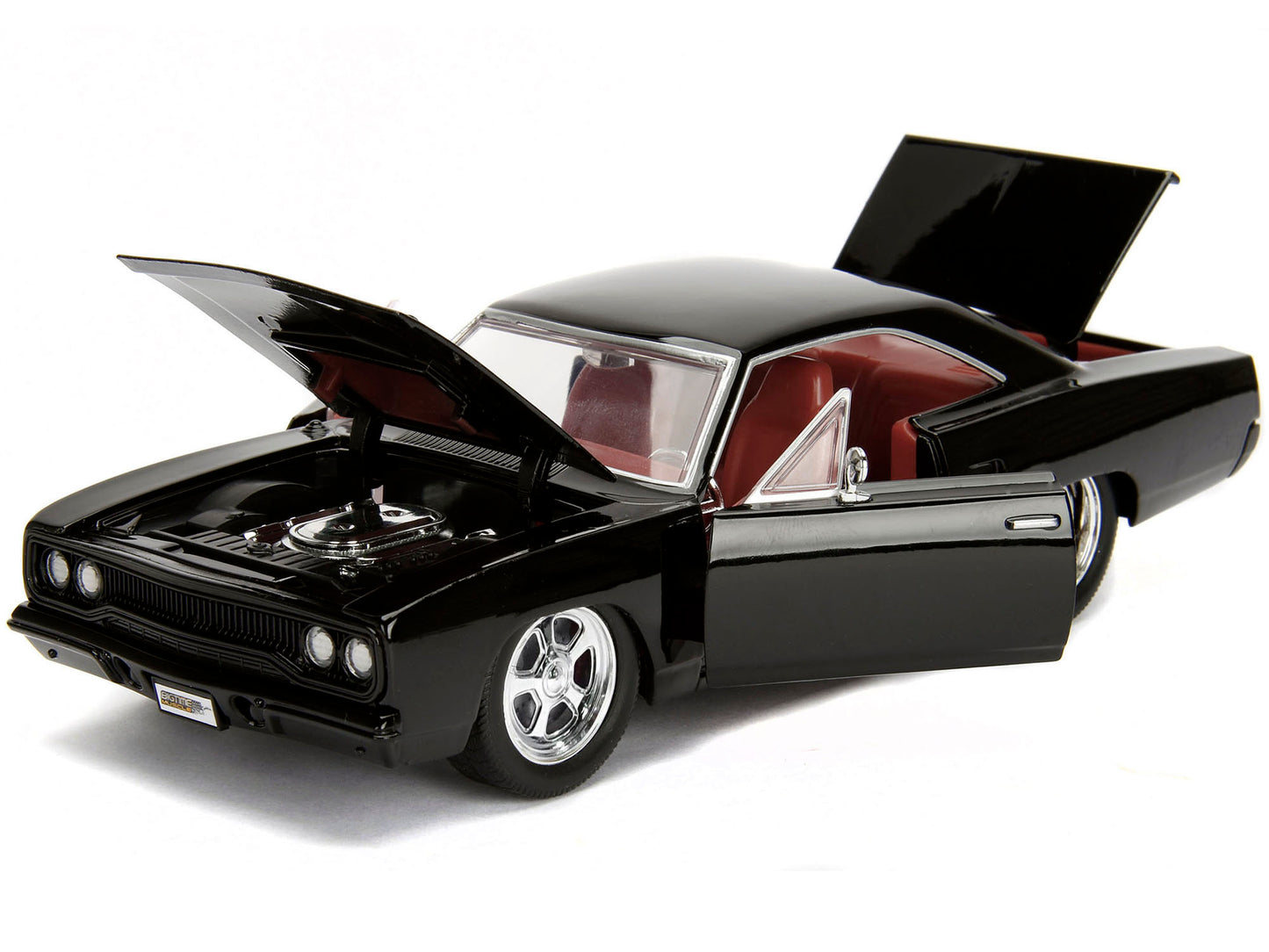 1970 Plymouth Road Runner 440 Black with Red Interior "Bigtime Muscle" Series 1/24 Diecast Model Car by Jada-DiecastModeler.com