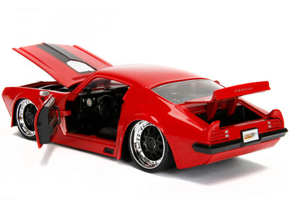 1972 Pontiac Firebird Red with Black Hood Stripe "Bigtime Muscle" Series 1/24 Diecast Model Car by Jada-DiecastModeler.com