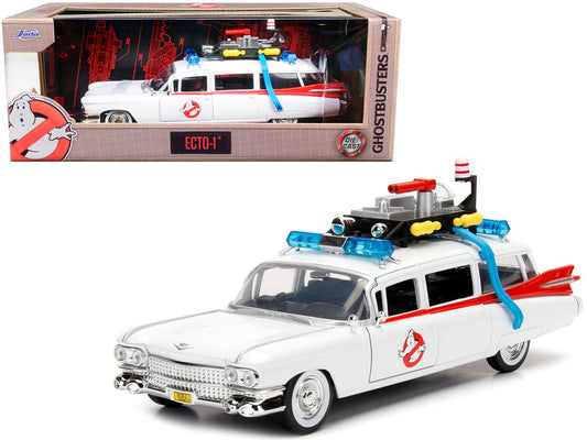 1959 Cadillac Ambulance Ecto-1 White "Ghostbusters" Movie "Hollywood Rides" Series 1/24 Diecast Model Car by Jada-DiecastModeler.com