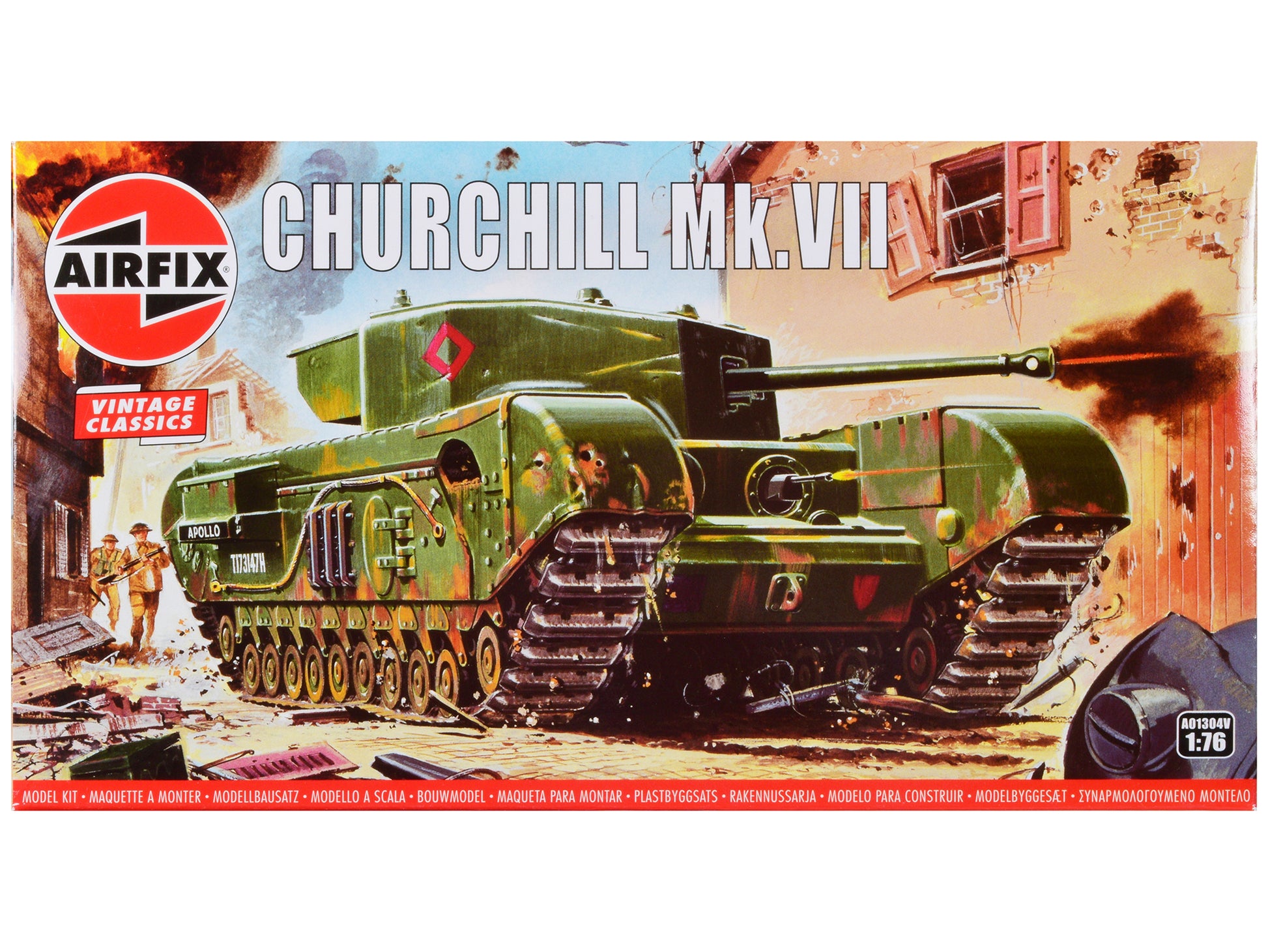 Level 2 Model Kit British Churchill Mk.VII Tank 1/76 Plastic Model Kit by Airfix-DiecastModeler.com