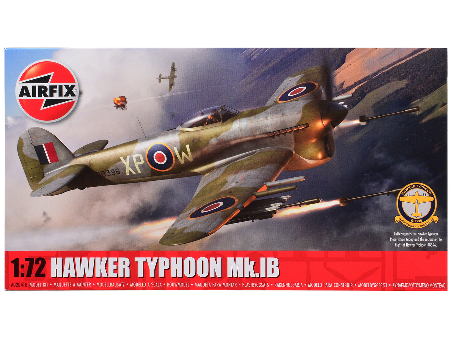 Level 1 Model Kit Hawker Typhoon Mk.IB Aircraft with 2 Scheme Options 1/72 Plastic Model Kit by Airfix-DiecastModeler.com