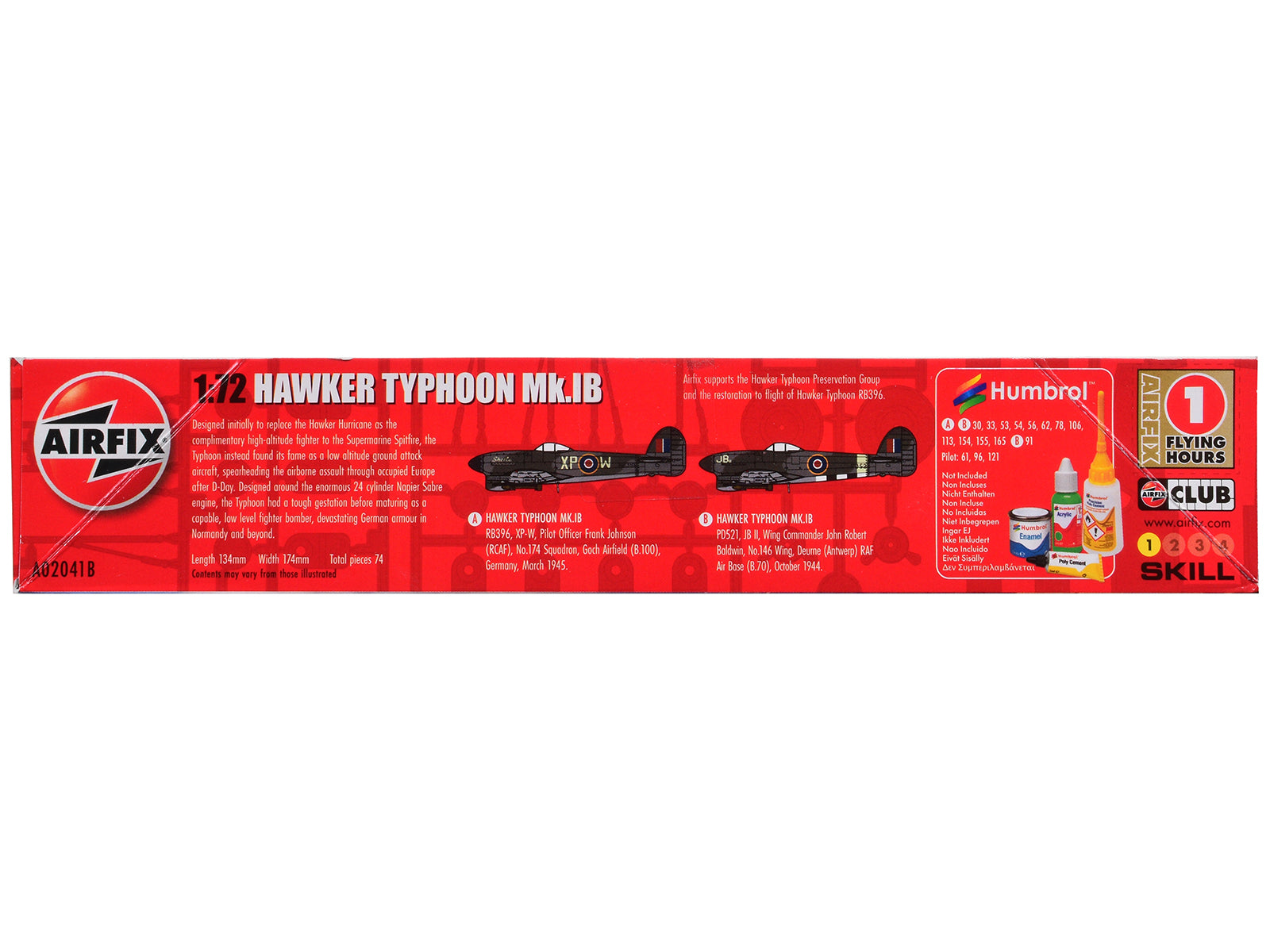 Level 1 Model Kit Hawker Typhoon Mk.IB Aircraft with 2 Scheme Options 1/72 Plastic Model Kit by Airfix-DiecastModeler.com