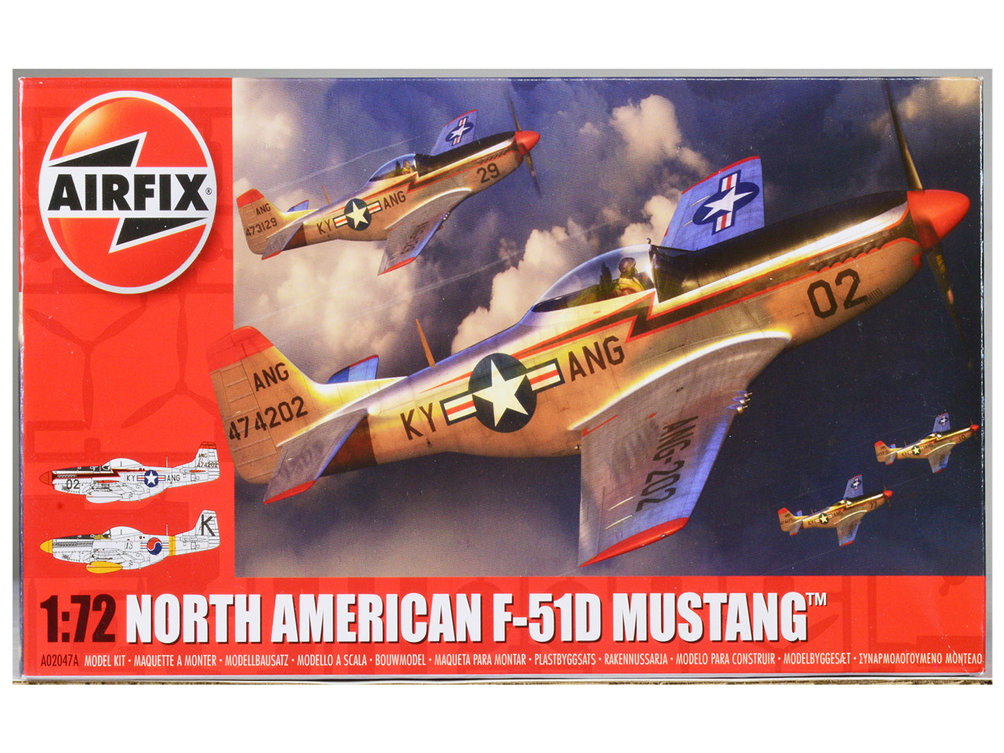 Level 1 Model Kit North American P-51D Mustang Fighter Aircraft with 2 Scheme Options 1/72 Plastic Model Kit by Airfix-DiecastModeler.com