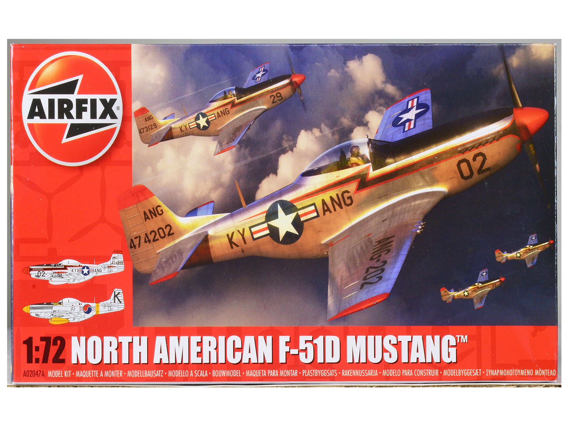Level 1 Model Kit North American P-51D Mustang Fighter Aircraft with 2 Scheme Options 1/72 Plastic Model Kit by Airfix-DiecastModeler.com