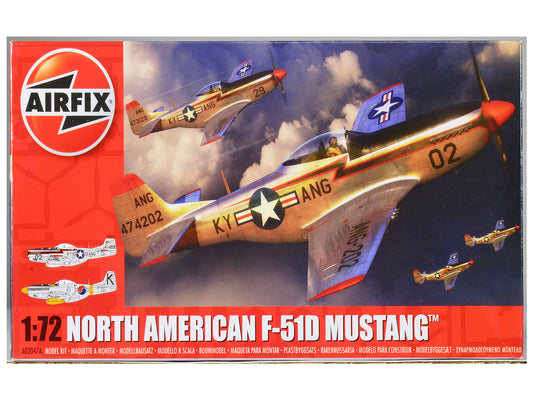Level 1 Model Kit North American P-51D Mustang Fighter Aircraft with 2 Scheme Options 1/72 Plastic Model Kit by Airfix-DiecastModeler.com