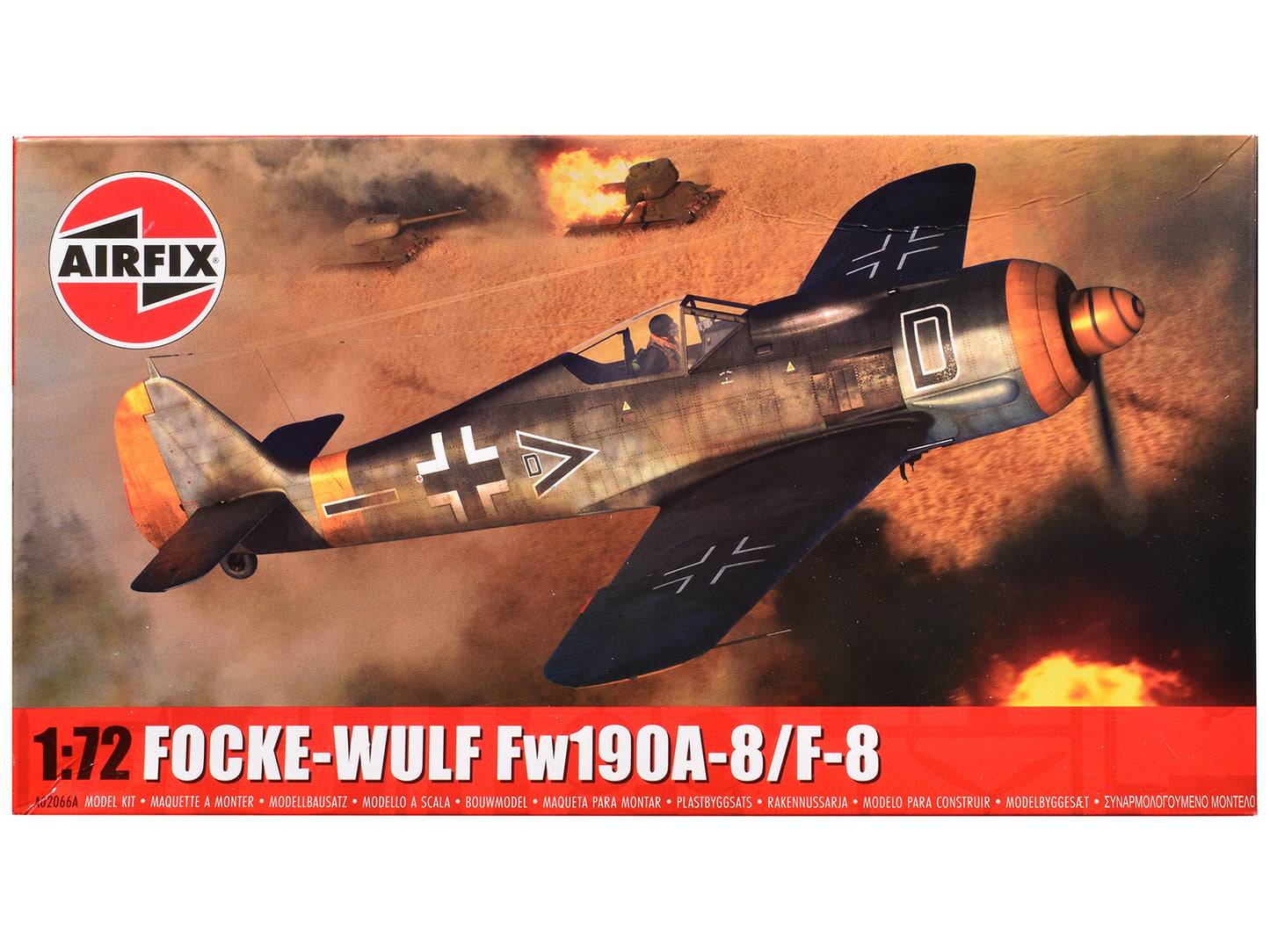 Level 1 Model Kit Focke-Wulf Fw190-A8/F-8 Fighter Aircraft with 2 Scheme Options 1/72 Plastic Model Kit by Airfix-DiecastModeler.com