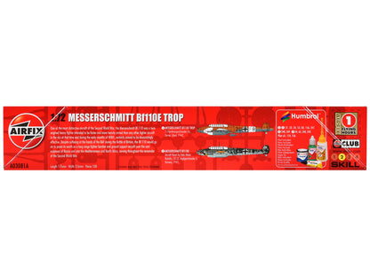 Level 2 Model Kit Messerschmitt Bf110E/E-2 TROP Fighter Aircraft with 2 Scheme Options 1/72 Plastic Model Kit by Airfix-DiecastModeler.com