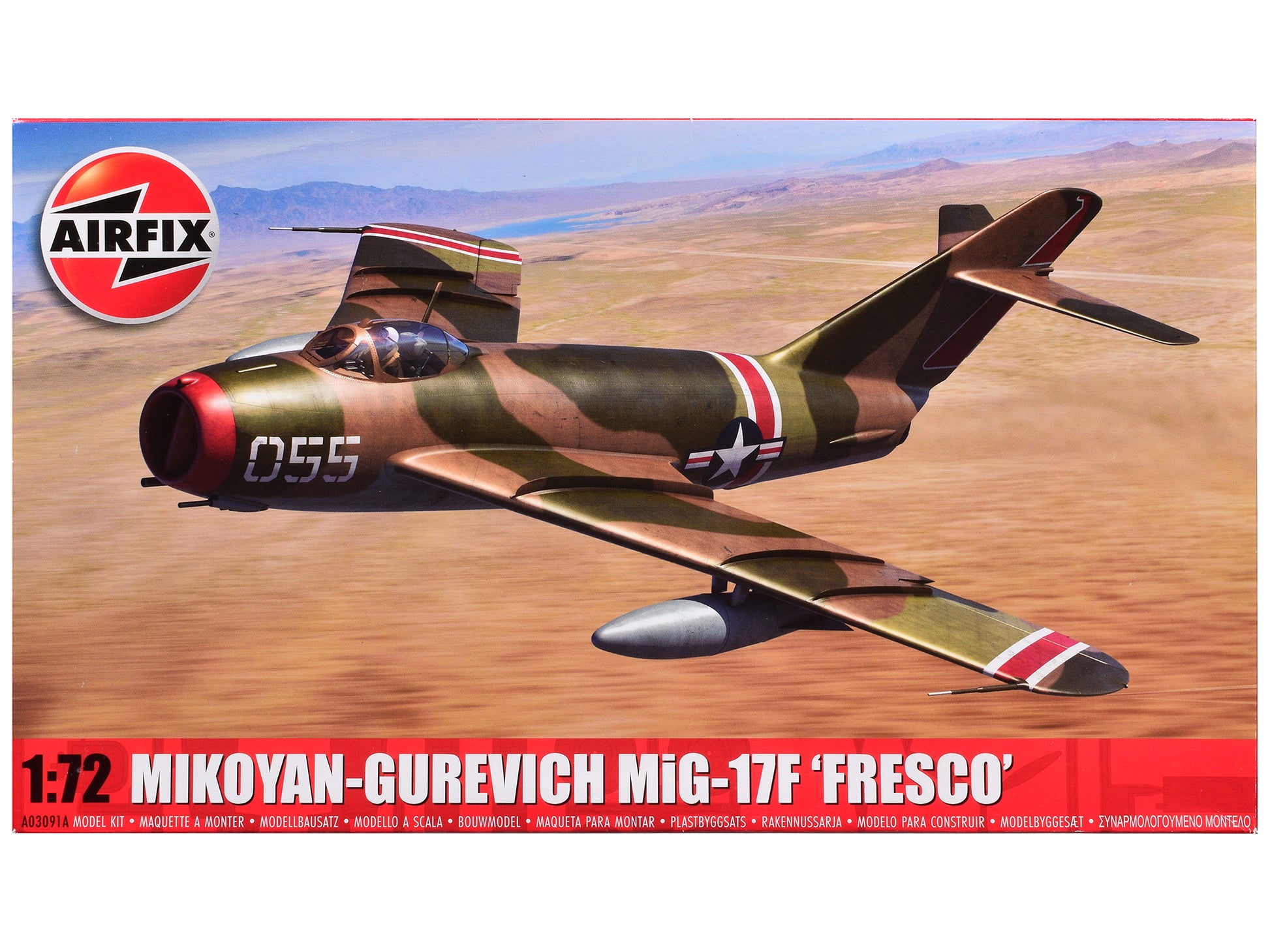 Level 2 Model Kit Mikoyan-Gurevich MiG-17F "Fresco" Fighter Aircraft with 2 Scheme Options 1/72 Plastic Model Kit by Airfix-DiecastModeler.com