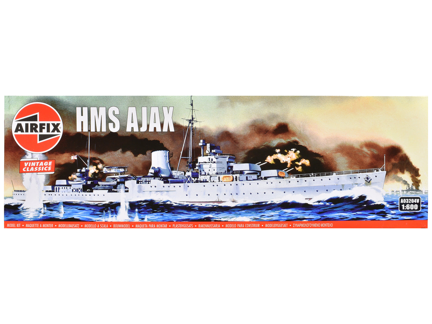 Level 3 Model Kit HMS Ajax Light Cruiser 1/600 Plastic Model Kit by Airfix-DiecastModeler.com