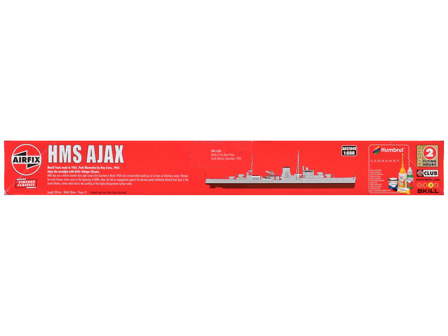Level 3 Model Kit HMS Ajax Light Cruiser 1/600 Plastic Model Kit by Airfix-DiecastModeler.com