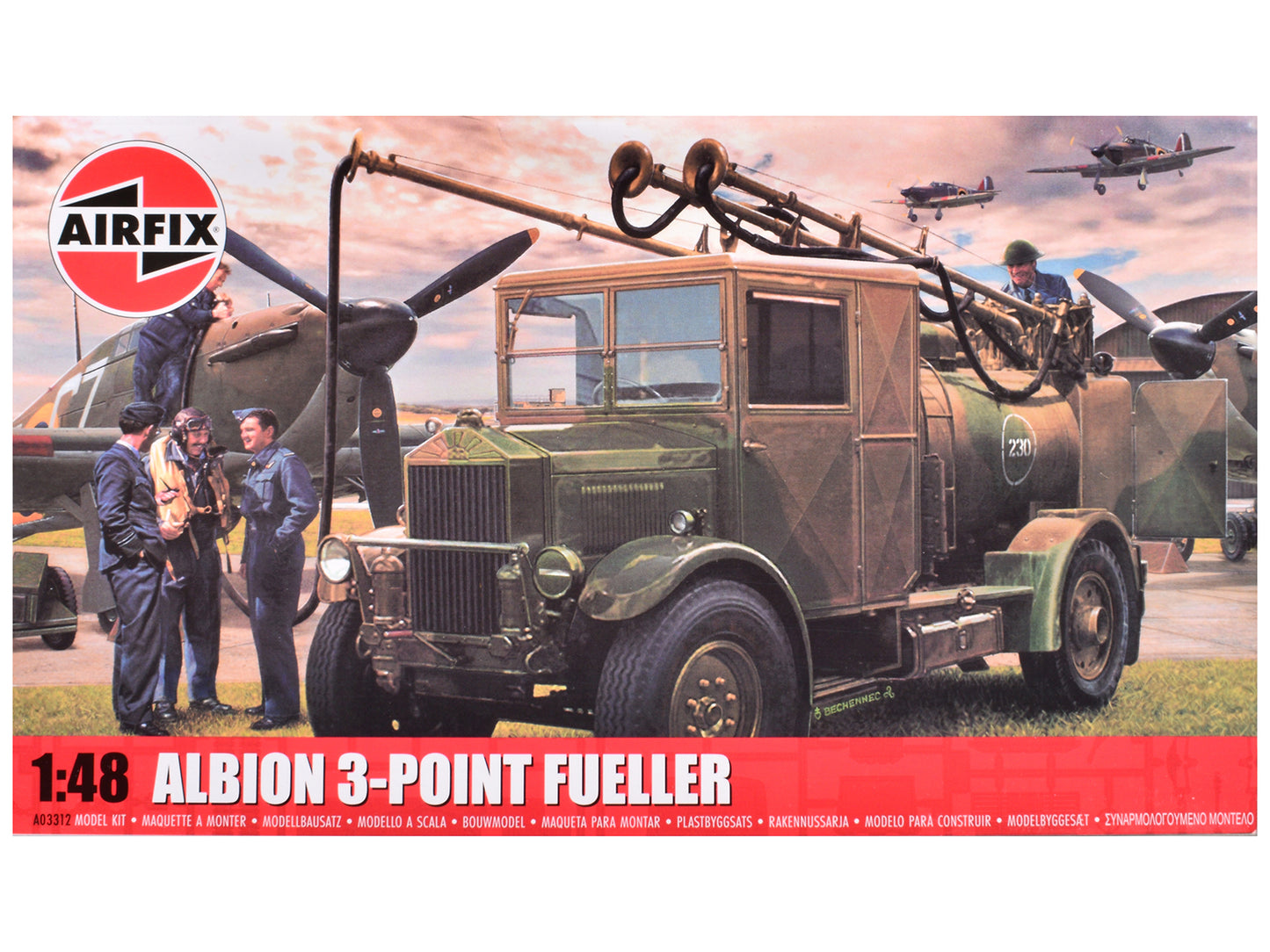 Level 2 Model Kit Albion 3-Point Fueller Truck 1/48 Plastic Model Kit by Airfix-DiecastModeler.com