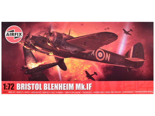 Level 2 Model Kit Bristol Blenheim Mk.IF Aircraft with 2 Scheme Options 1/72 Plastic Model Kit by Airfix