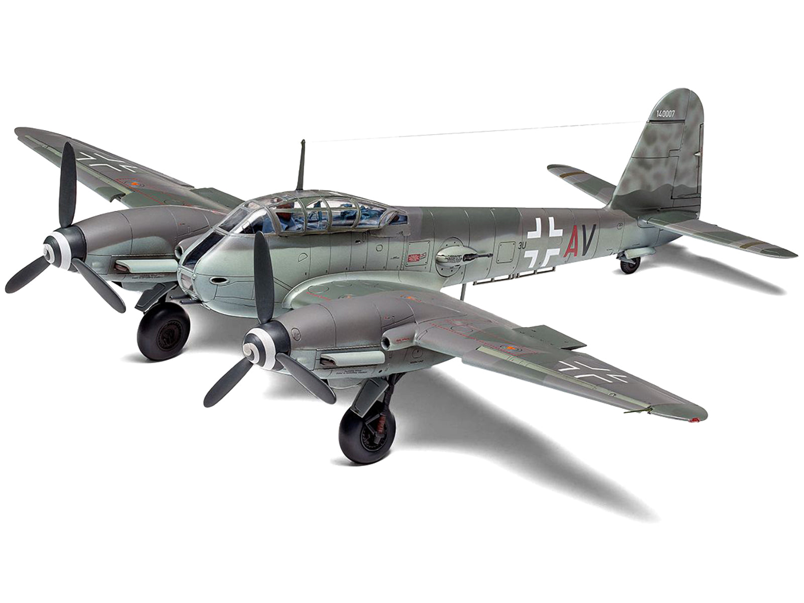 Level 2 Model Kit Messerschmitt Me410A-1/U2 & U4 Fighter-Bomber Aircraft with 2 Scheme Options 1/72 Plastic Model Kit by Airfix-DiecastModeler.com