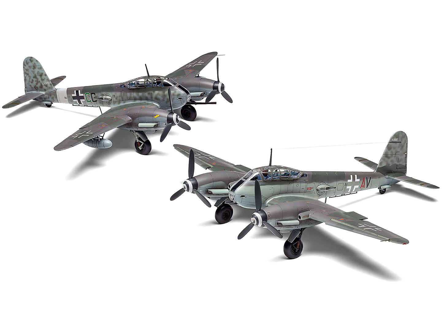 Level 2 Model Kit Messerschmitt Me410A-1/U2 & U4 Fighter-Bomber Aircraft with 2 Scheme Options 1/72 Plastic Model Kit by Airfix-DiecastModeler.com