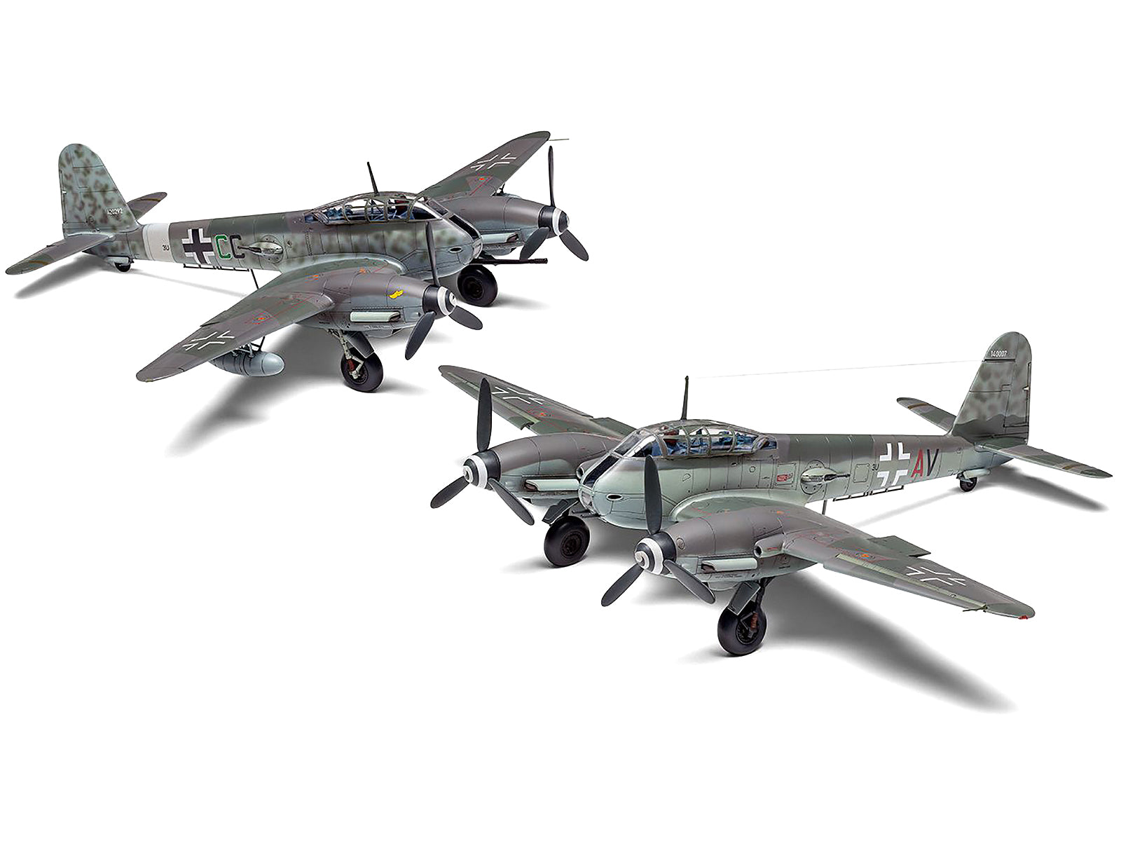 Level 2 Model Kit Messerschmitt Me410A-1/U2 & U4 Fighter-Bomber Aircraft with 2 Scheme Options 1/72 Plastic Model Kit by Airfix-DiecastModeler.com