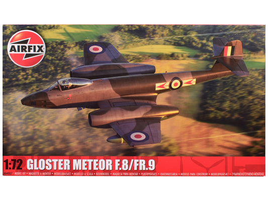 Level 2 Model Kit Gloster Meteor F.8/FR.9 Fighter Aircraft with 2 Scheme Options 1/72 Plastic Model Kit by Airfix-DiecastModeler.com