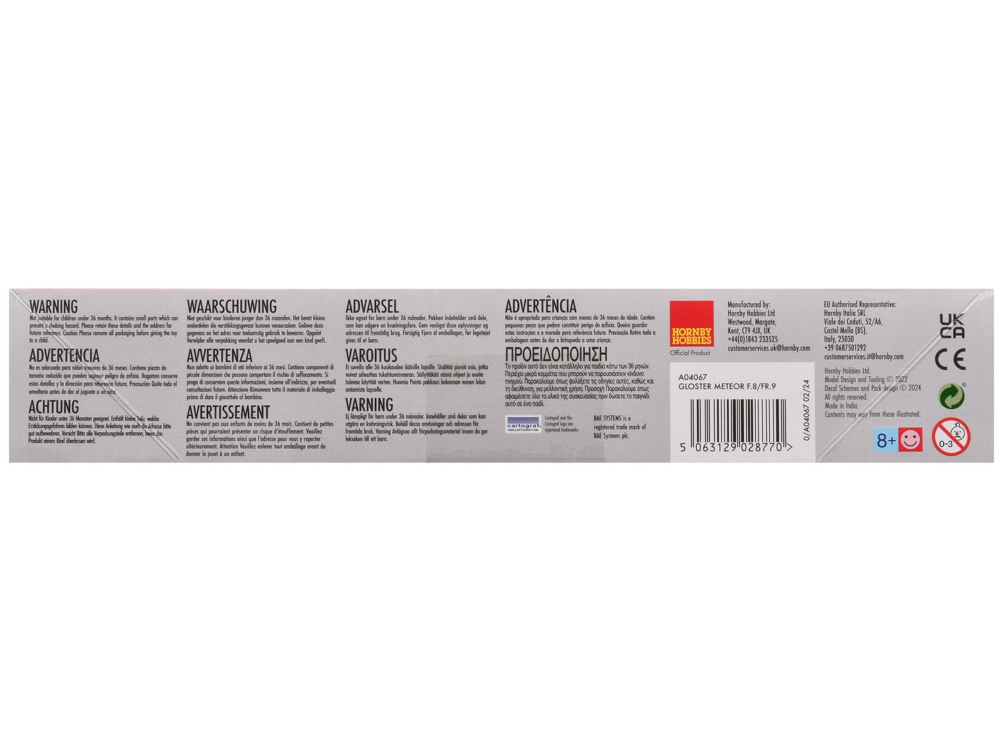 Level 2 Model Kit Gloster Meteor F.8/FR.9 Fighter Aircraft with 2 Scheme Options 1/72 Plastic Model Kit by Airfix